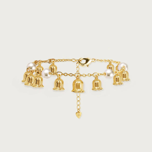 Wholesale Jewelry Small Bell Pendant Clip Pearl Bracelet Copper Electroplated Geometric Style Unisex