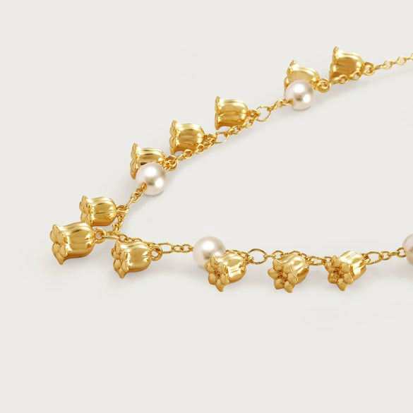 Wholesale Jewelry Small Bell Pendant Clip Pearl Bracelet Copper Electroplated Geometric Style Unisex