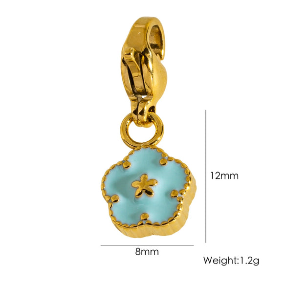 Wholesale Jewelry Small Flower Hanging Lobster Buckle Pendant Stainless Steel Dripping Oil Rhinestones Vacuum In Furnace