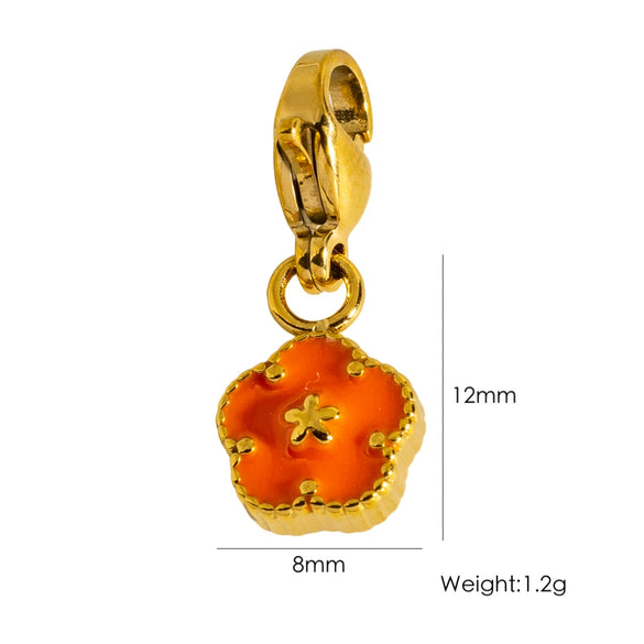 Wholesale Jewelry Small Flower Hanging Lobster Buckle Pendant Stainless Steel Dripping Oil Rhinestones Vacuum In Furnace