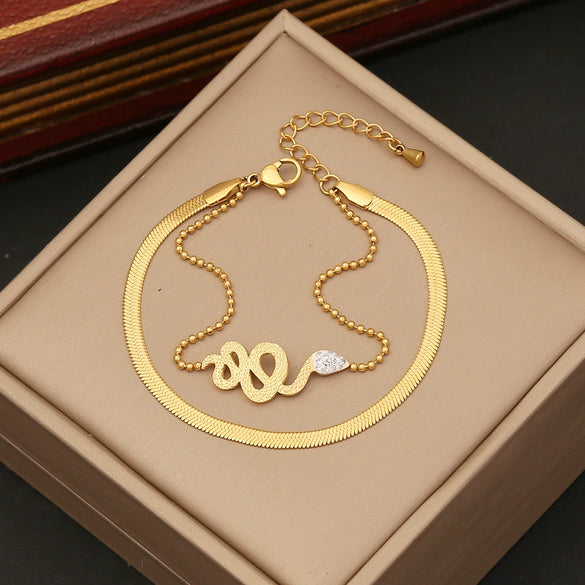 Wholesale Jewelry Snake Style Stainless Steel Bracelet With Electroplating