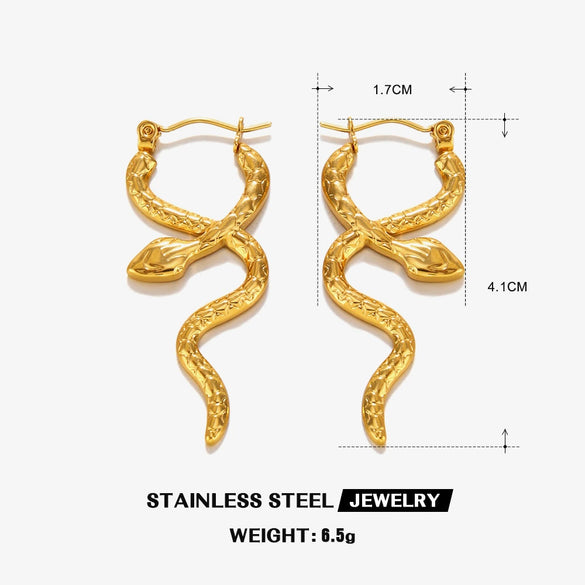 Wholesale Jewelry Snake Style Stainless Steel Electroplated Earrings Ring Suit For Women