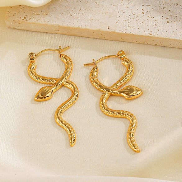 Wholesale Jewelry Snake Style Stainless Steel Electroplated Earrings Ring Suit For Women