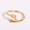 Wholesale Jewelry Solid Color Constellation 304 Stainless Steel Zircon 18K Gold Plated Asymmetrical Inlay Open Rings