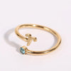 Wholesale Jewelry Solid Color Constellation 304 Stainless Steel Zircon 18K Gold Plated Asymmetrical Inlay Open Rings