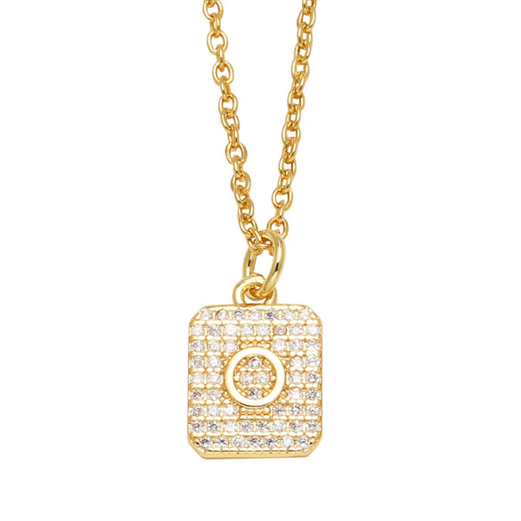 Wholesale Jewelry Square Copper Necklace With Letters Numbers Text Electroplating
