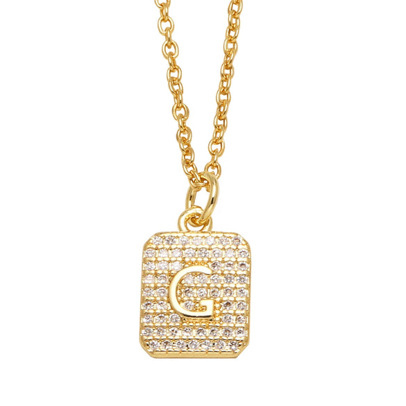 Wholesale Jewelry Square Copper Necklace With Letters Numbers Text Electroplating