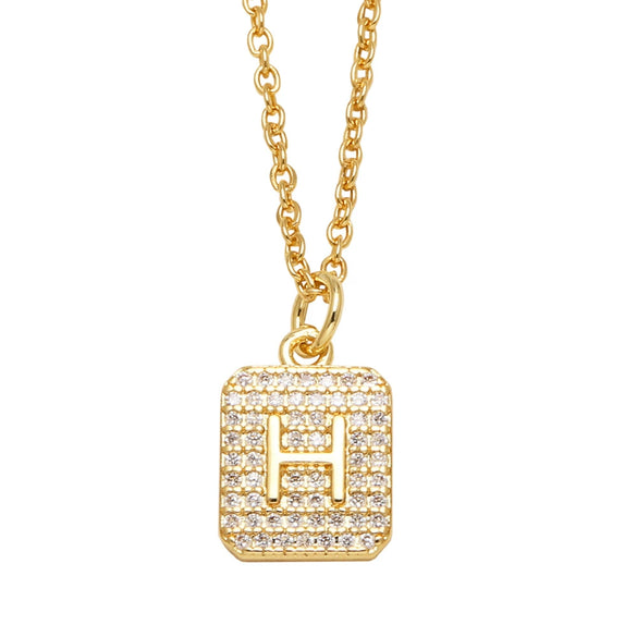 Wholesale Jewelry Square Copper Necklace With Letters Numbers Text Electroplating