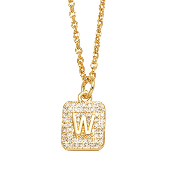 Wholesale Jewelry Square Copper Necklace With Letters Numbers Text Electroplating