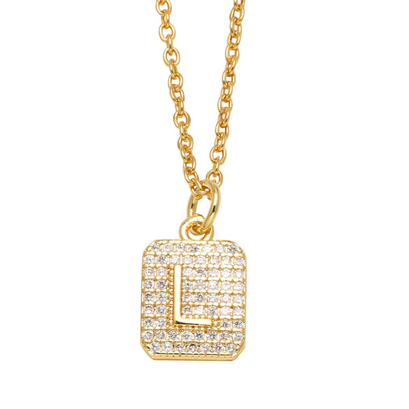 Wholesale Jewelry Square Copper Necklace With Letters Numbers Text Electroplating