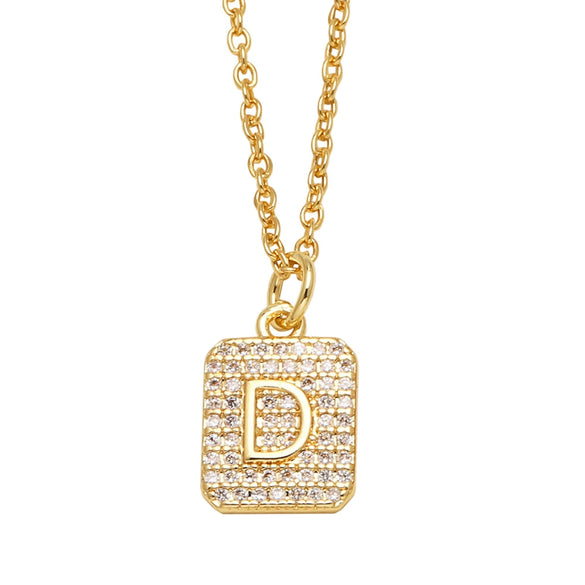 Wholesale Jewelry Square Copper Necklace With Letters Numbers Text Electroplating