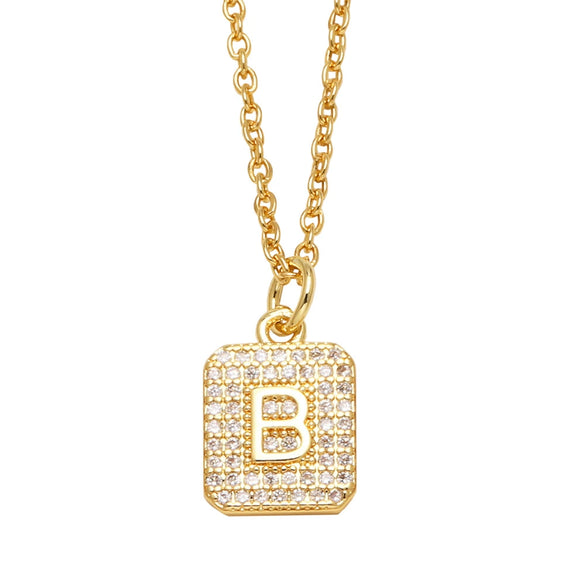 Wholesale Jewelry Square Copper Necklace With Letters Numbers Text Electroplating