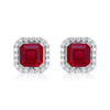 Wholesale Jewelry Square Cultivating Emerald Earrings 925 Silver Gold Plated Inlay Geometric Style