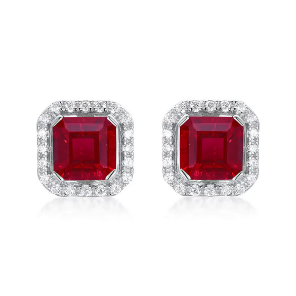 Wholesale Jewelry Square Cultivating Emerald Earrings 925 Silver Gold Plated Inlay Geometric Style