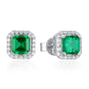 Wholesale Jewelry Square Cultivating Emerald Earrings 925 Silver Gold Plated Inlay Geometric Style