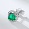Wholesale Jewelry Square Cultivating Emerald Earrings 925 Silver Gold Plated Inlay Geometric Style