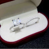 Wholesale Jewelry Square Diamond Fourclaw Princess Ring Copper Zircon Geometric Style