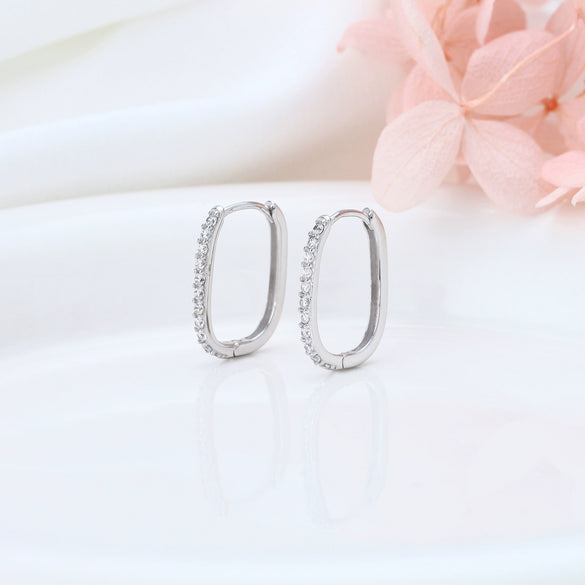 Wholesale Jewelry Square Diamond S925 Sterling Silver Light Luxury Geometric Ring And Earrings