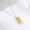 Wholesale Jewelry Square Olive Yellow Zircon 925 Sterling Silver Pendant Necklace With Geometric Design For Women
