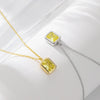 Wholesale Jewelry Square Olive Yellow Zircon 925 Sterling Silver Pendant Necklace With Geometric Design For Women