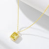 Wholesale Jewelry Square Olive Yellow Zircon 925 Sterling Silver Pendant Necklace With Geometric Design For Women