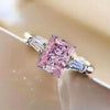 Wholesale Jewelry Square Pink Diamond Zircon Inlaid Copper Women's Ring Simple Geometric Style