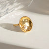Wholesale Jewelry Stainless Steel Acrylic Pearl Hammered Geometric Ring Electroplated For Women