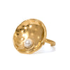 Wholesale Jewelry Stainless Steel Acrylic Pearl Hammered Geometric Ring Electroplated For Women