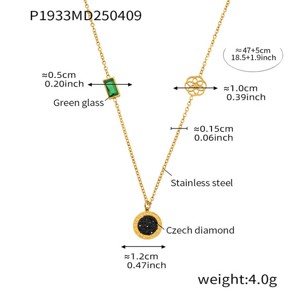 Wholesale Jewelry 316L Stainless Steel Acrylic White Shell Roman Numerals Electroplated Necklace And Bracelet For Women