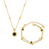 Wholesale Jewelry 316L Stainless Steel Acrylic White Shell Roman Numerals Electroplated Necklace And Bracelet For Women