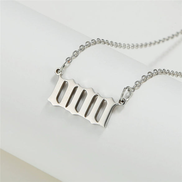 Wholesale Jewelry Stainless Steel Alloy Number Pendant Necklace With Electroplating Letters Numbers Text Pattern Unisex Sweet And Cool Style