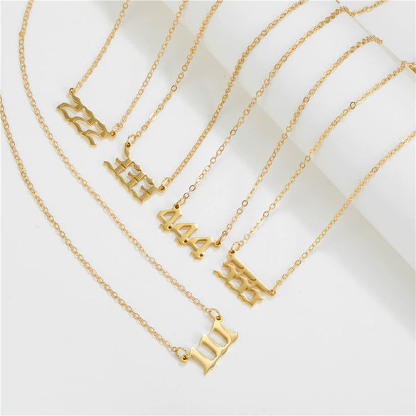 Wholesale Jewelry Stainless Steel Alloy Number Pendant Necklace With Electroplating Letters Numbers Text Pattern Unisex Sweet And Cool Style