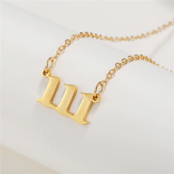 Wholesale Jewelry Stainless Steel Alloy Number Pendant Necklace With Electroplating Letters Numbers Text Pattern Unisex Sweet And Cool Style