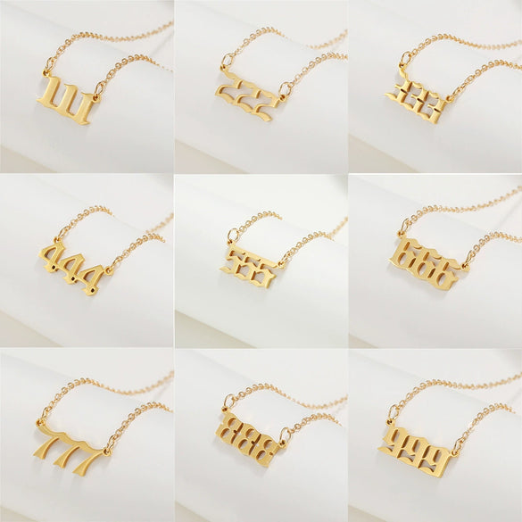 Wholesale Jewelry Stainless Steel Alloy Number Pendant Necklace With Electroplating Letters Numbers Text Pattern Unisex Sweet And Cool Style