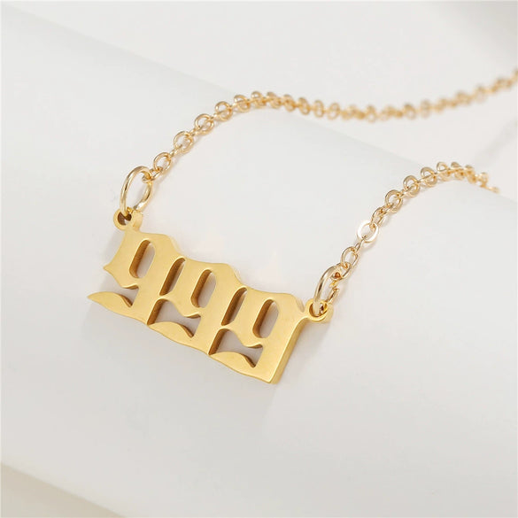 Wholesale Jewelry Stainless Steel Alloy Number Pendant Necklace With Electroplating Letters Numbers Text Pattern Unisex Sweet And Cool Style