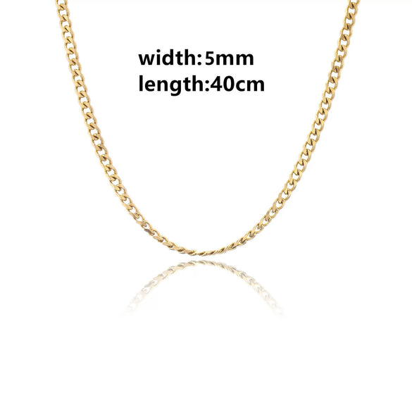 Wholesale Jewelry Stainless Steel And Copper Rectangular Zircon Snake Bone Chain Necklace 18K Gold Plated Simple Style For Women