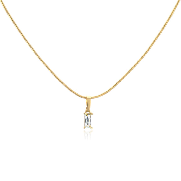 Wholesale Jewelry Stainless Steel And Copper Rectangular Zircon Snake Bone Chain Necklace 18K Gold Plated Simple Style For Women