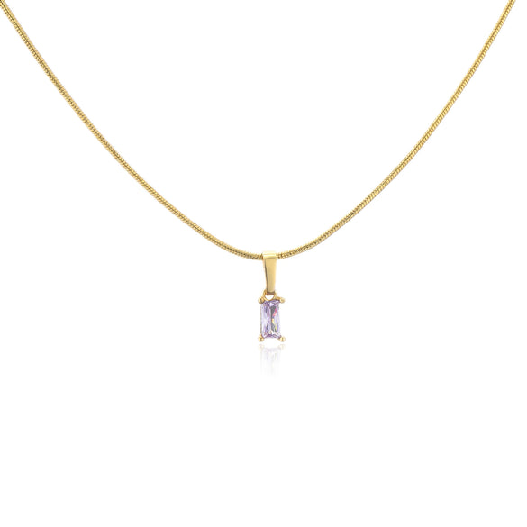 Wholesale Jewelry Stainless Steel And Copper Rectangular Zircon Snake Bone Chain Necklace 18K Gold Plated Simple Style For Women