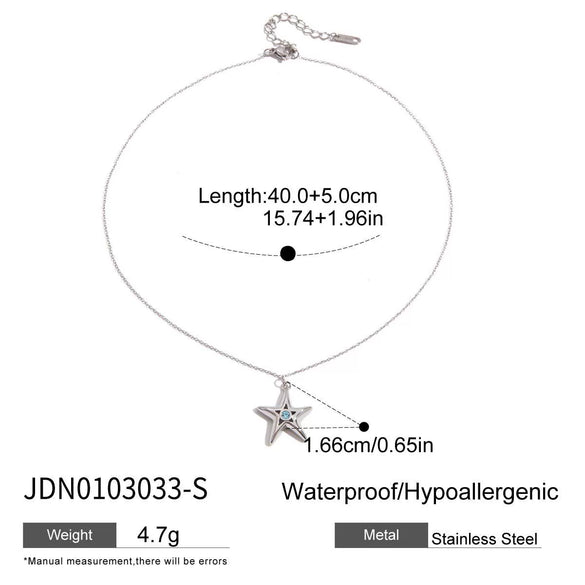 Wholesale Jewelry Stainless Steel And Titanium Steel Fivepointed Star Pendant Necklace Electroplated For Women