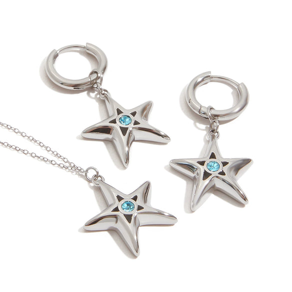 Wholesale Jewelry Stainless Steel And Titanium Steel Fivepointed Star Pendant Necklace Electroplated For Women