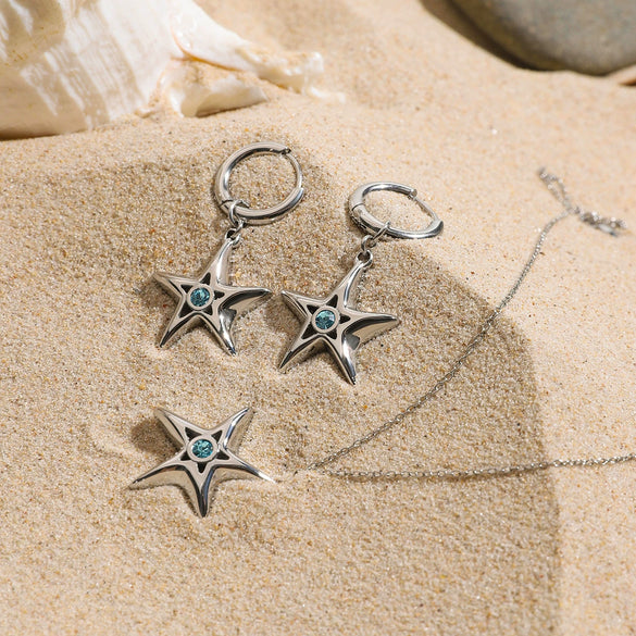 Wholesale Jewelry Stainless Steel And Titanium Steel Fivepointed Star Pendant Necklace Electroplated For Women