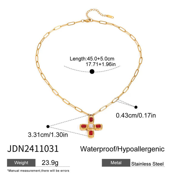 Wholesale Jewelry Stainless Steel And Titanium Steel Geometric Cross Electroplated Women's Necklace