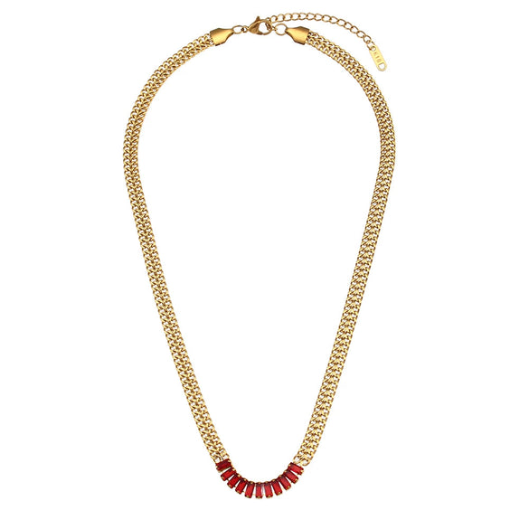 Wholesale Jewelry Stainless Steel And Titanium Steel Geometric Cuban Chain Spliced Zircon Pendant Double Layer Clavicle Chain Necklace For Women Electroplated