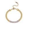 Wholesale Jewelry Stainless Steel And Titanium Steel Geometric Cuban Chain Spliced Zircon Pendant Double Layer Clavicle Chain Necklace For Women Electroplated