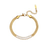 Wholesale Jewelry Stainless Steel And Titanium Steel Geometric Cuban Chain Spliced Zircon Pendant Double Layer Clavicle Chain Necklace For Women Electroplated