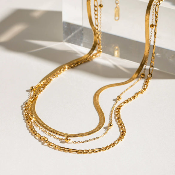 Wholesale Jewelry Stainless Steel And Titanium Steel Geometric Electroplating Women's Multilayer Clavicle Necklace