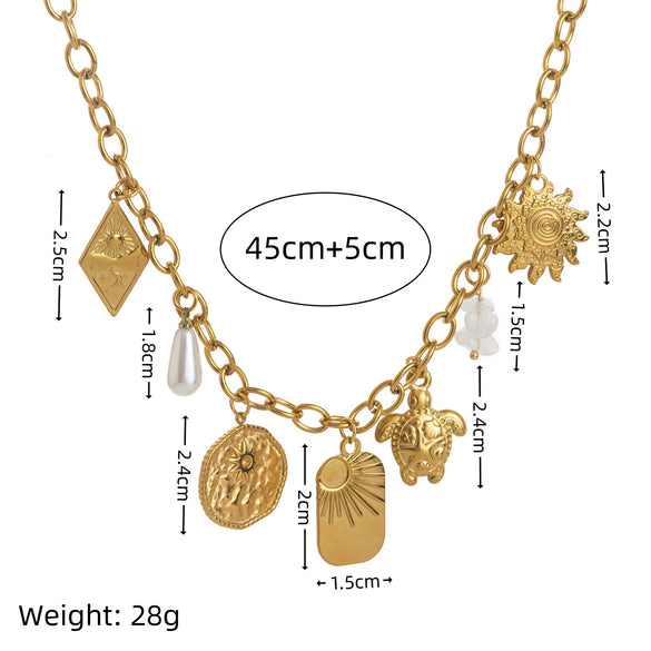 Wholesale Jewelry Stainless Steel And Titanium Steel Geometric Fruit Pendant Necklace With Electroplating