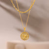 Wholesale Jewelry 316L Stainless Steel And 316L Stainless Steel Geometric Pattern Electroplating Peach Heart Double Necklace For Women