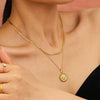 Wholesale Jewelry 316L Stainless Steel And 316L Stainless Steel Geometric Pattern Electroplating Peach Heart Double Necklace For Women
