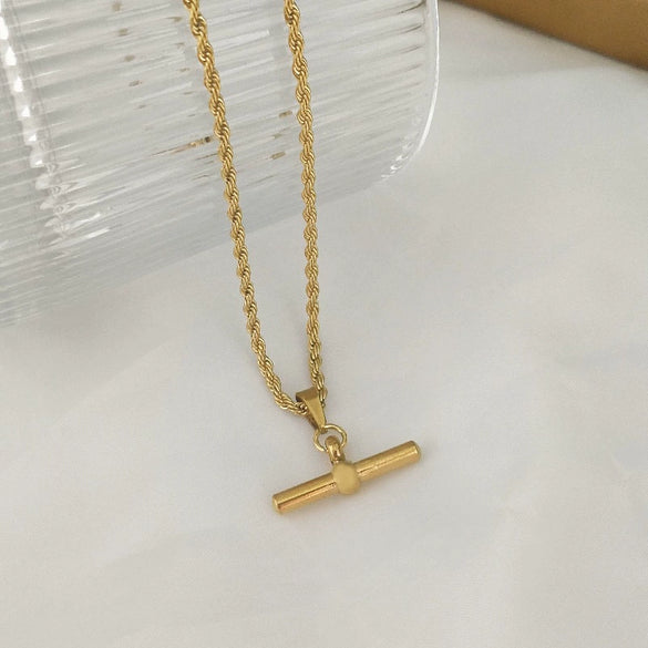 Wholesale Jewelry Stainless Steel And Titanium Steel Geometric Pendant Cross Chain Necklace For Unisex Fashion High End Accessories